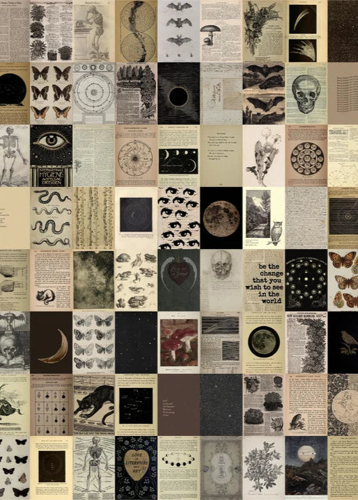 Celestial Grunge Collage Kit – Vintage Academia Aesthetic (Set of 50 Prints)